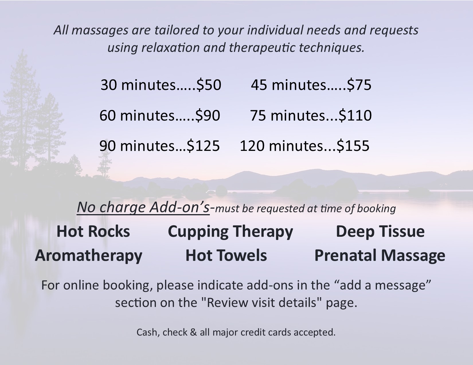 Menu of Service-Massage